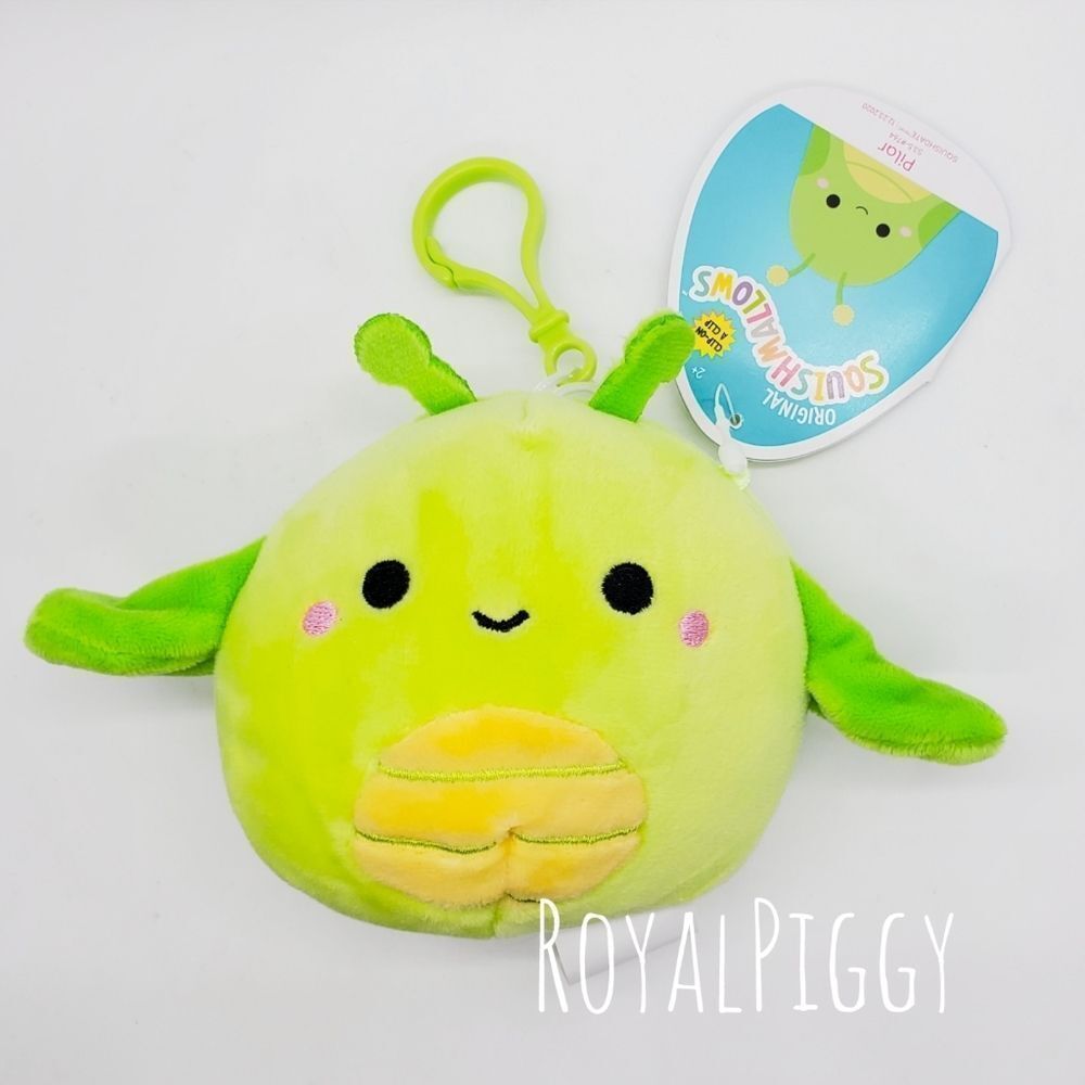 3.5" Squishmallow Pilar Grasshopper clip Sassy squad KellyToy soft plush